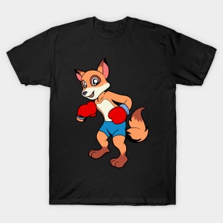 With boxing gloves in boxing ring - cartoon fox boxer T-Shirt